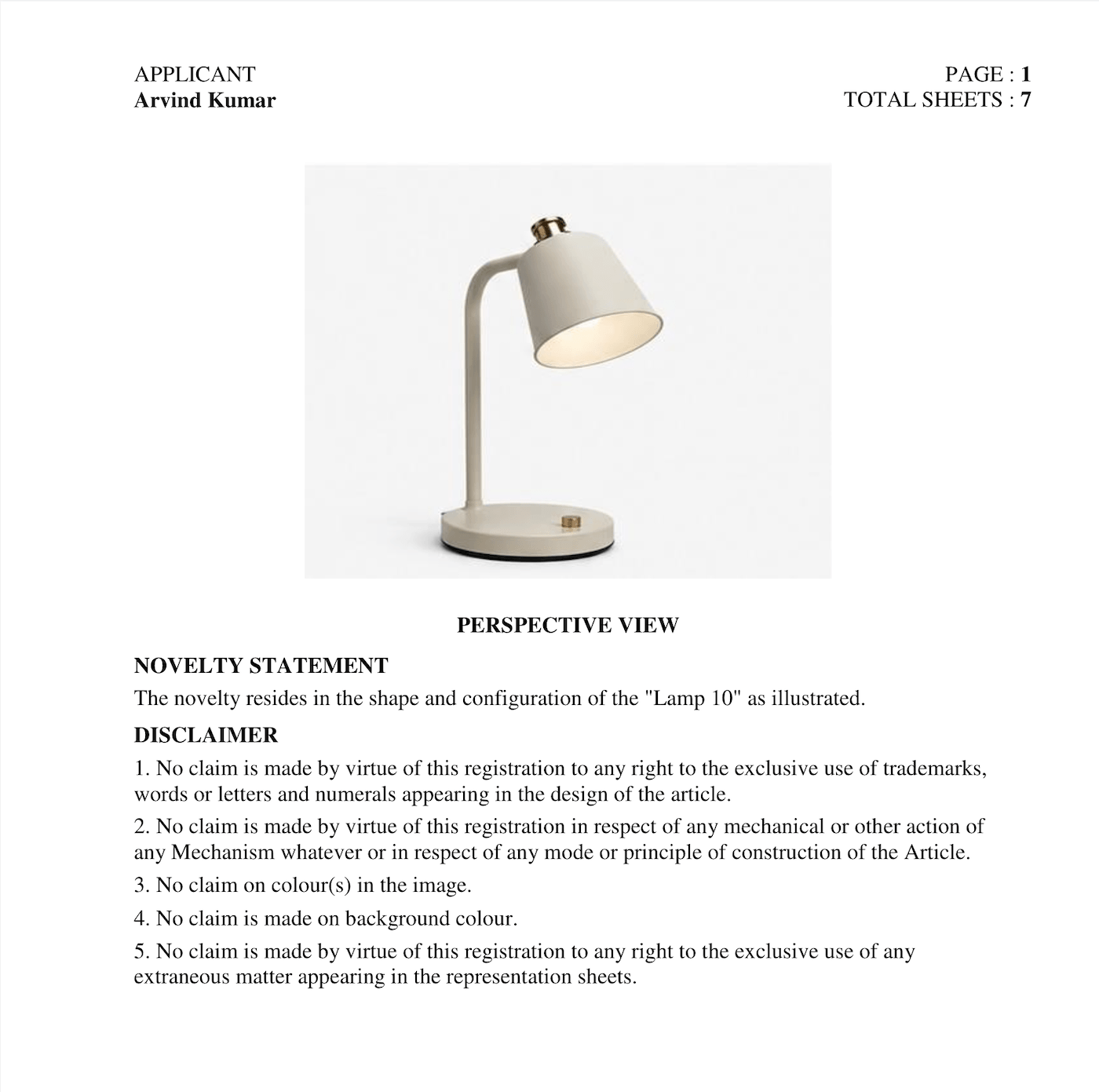 Example of a design representation sheet generated as a Word document